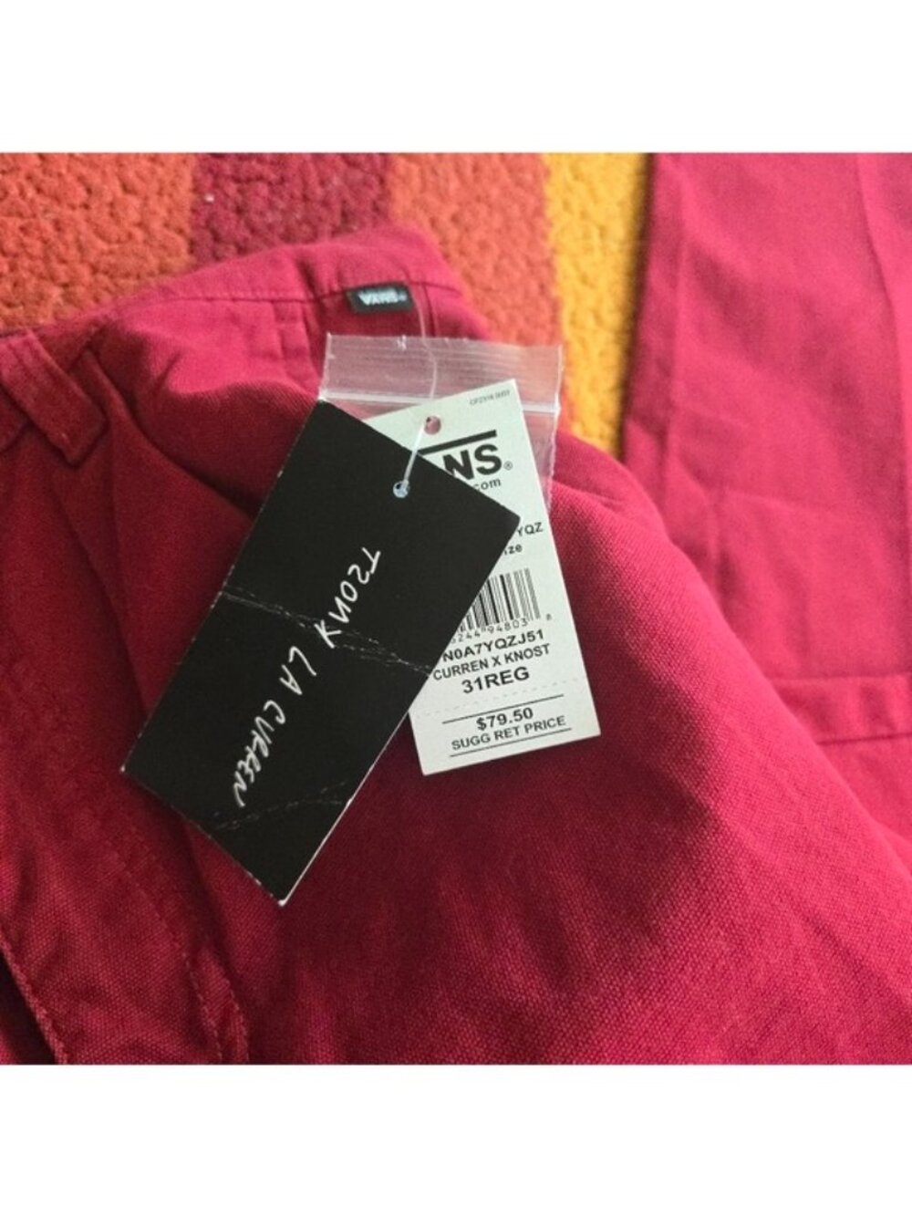 Vans Authentic Knost La Curren Chino Loose Fit Women 25 waist Red Cotton New 042 - Picture 9 of 11